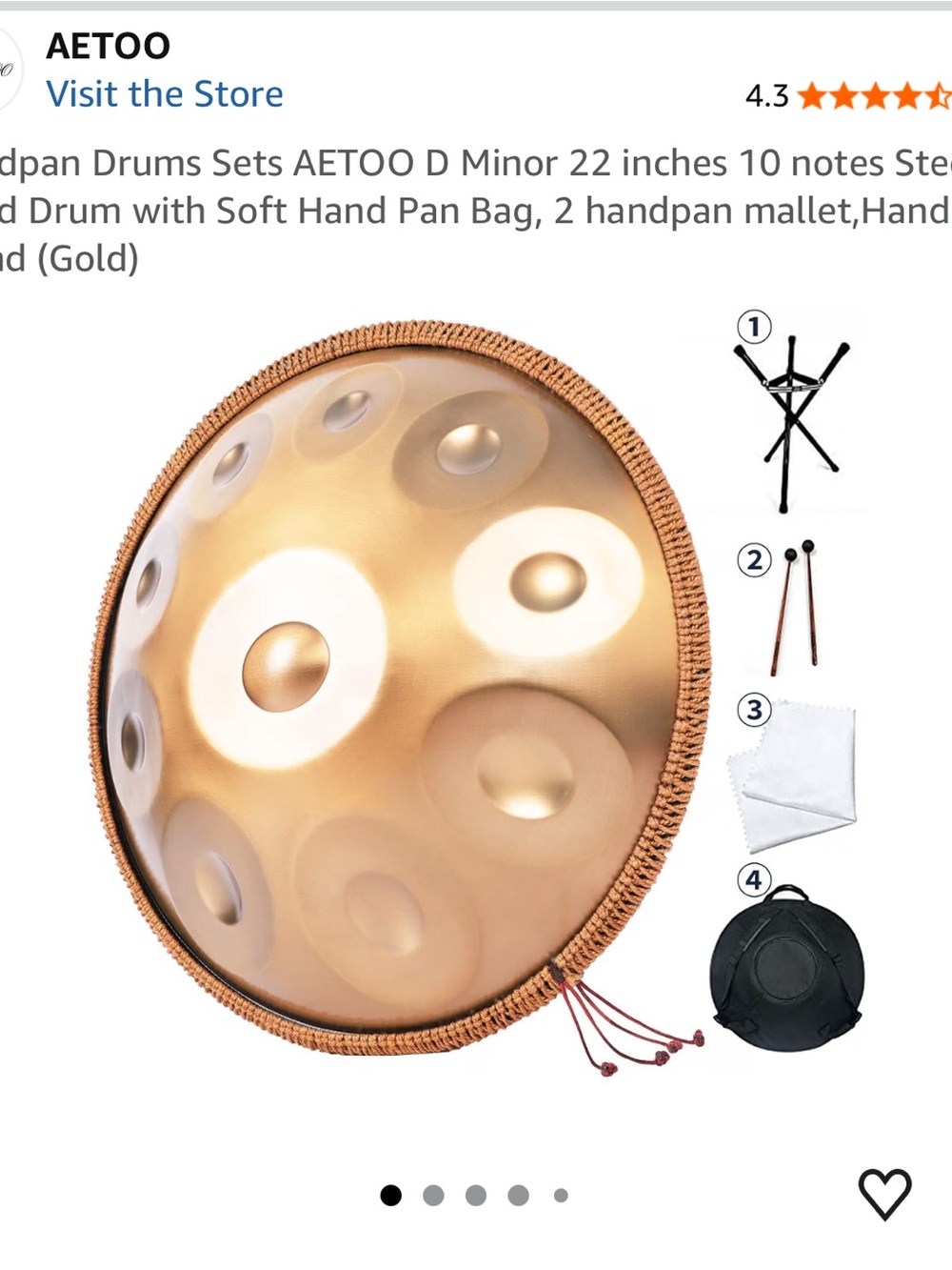 Amazon Gold Handpan Drum with Woven Edge
